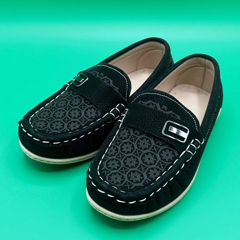 Black and white loafers